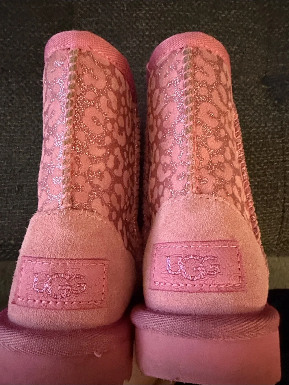 UGG Pink Glitter Leopard Kids Boots